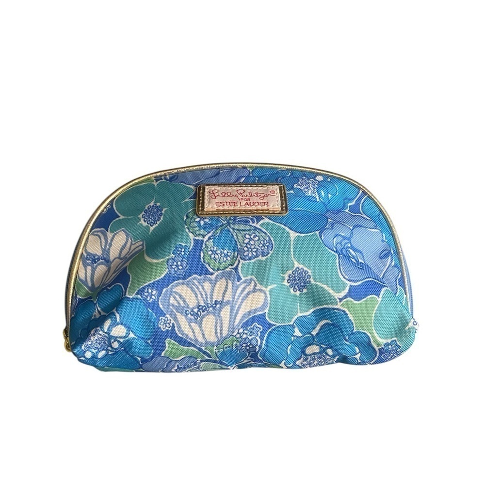 Lilly Pulitzer for Estée Lauder Floral Blue Patterned Makeup Bag - Picture 1 of 4